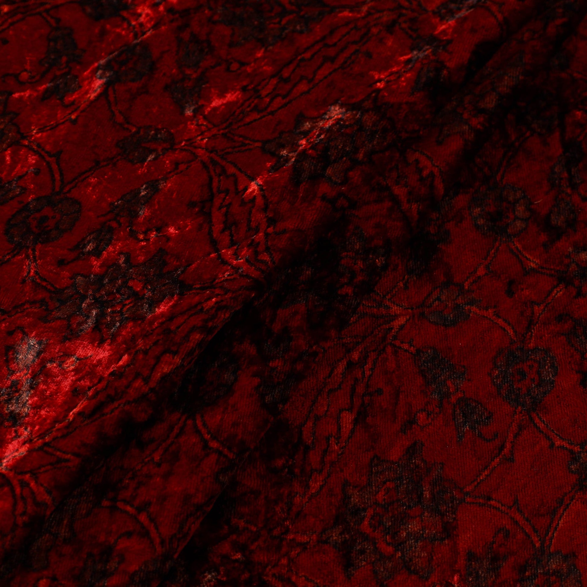 Block Printed Velvet Natural Dyed Ajrakh Fabric 01