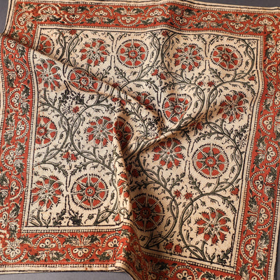 Beige - Pedana Kalamkari Block Printed Cotton Napkin (18 x 18 in)