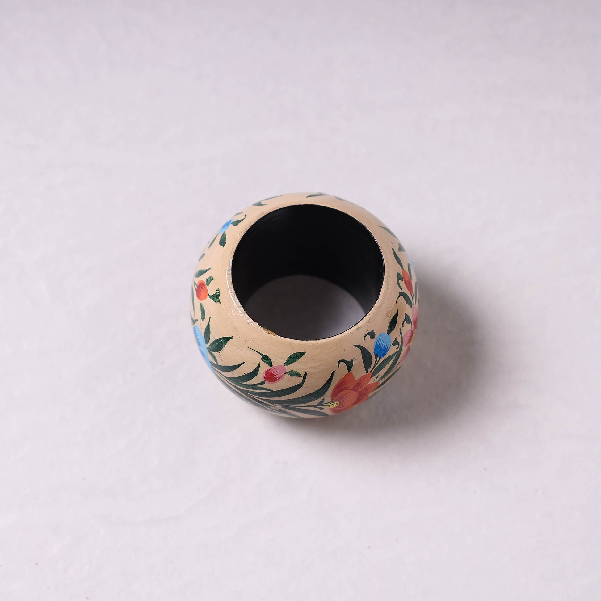 Beige - Floral Handpainted Wooden Napkin Holder