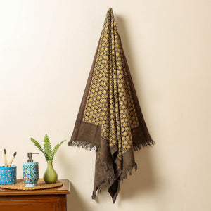 Brown - Block Print Cotton Ajrakh Handloom Towel