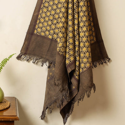 Brown - Block Print Cotton Ajrakh Handloom Towel