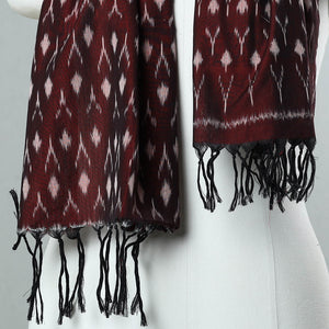 Brown - Handloom Mercerized Cotton Pochampally Ikat Stole 11