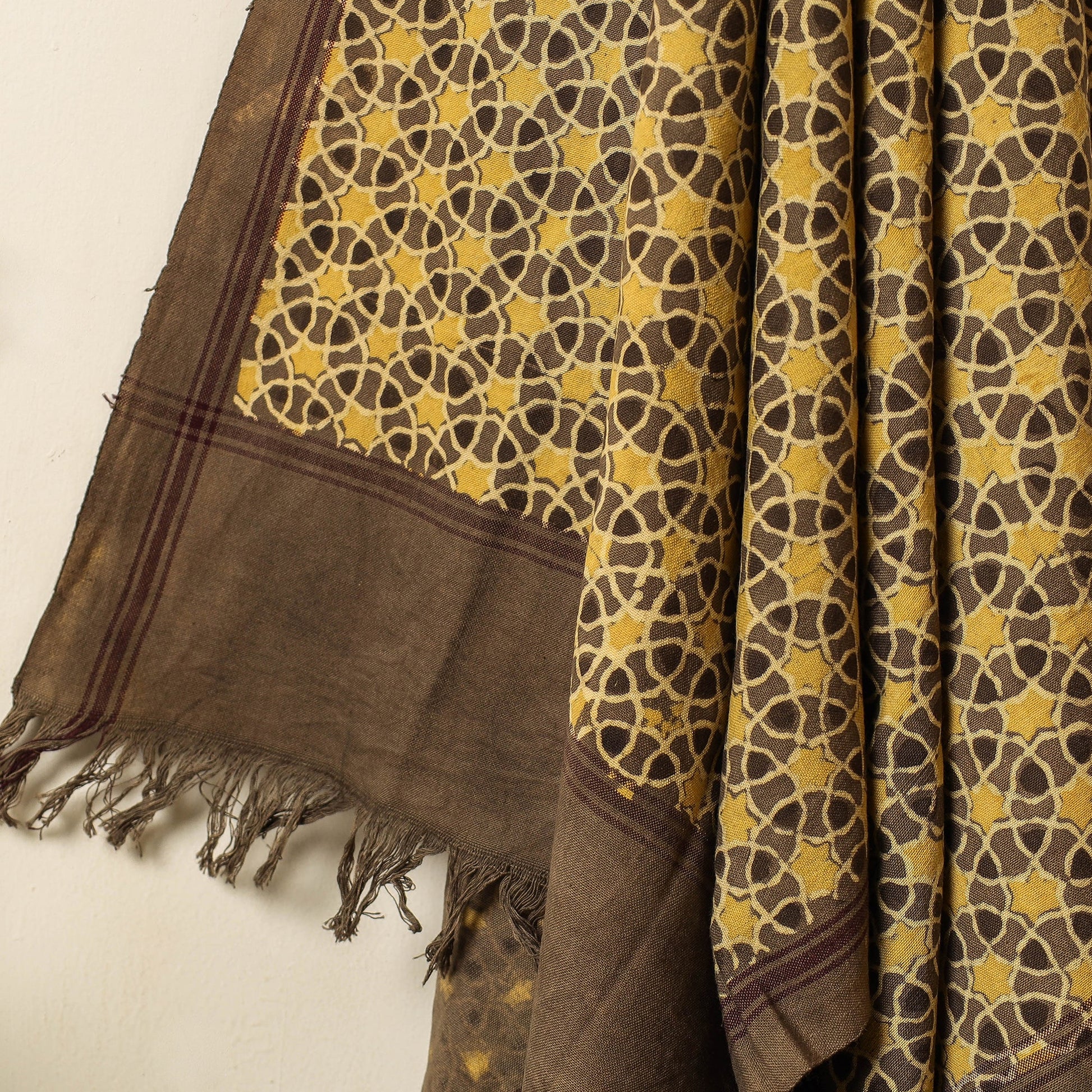 Brown - Block Print Cotton Ajrakh Handloom Towel