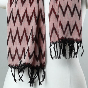 Brown - Handloom Mercerized Cotton Pochampally Ikat Stole 13