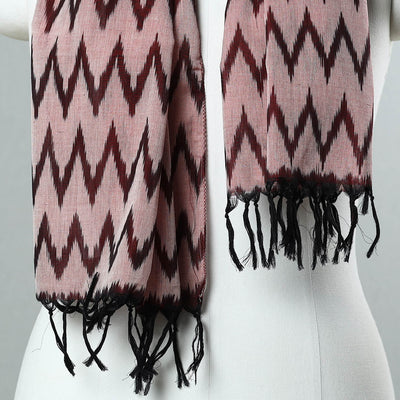Brown - Handloom Mercerized Cotton Pochampally Ikat Stole 13