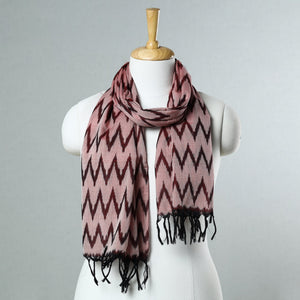 Brown - Handloom Mercerized Cotton Pochampally Ikat Stole 13