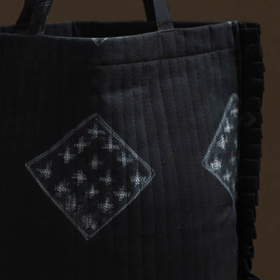 Black - Handcrafted Cotton Frill Jhola Bag 65