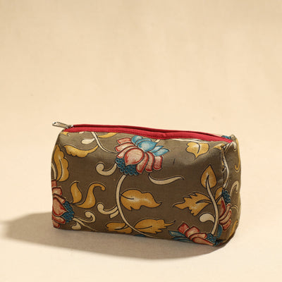 Brown - Kalamkari Printed Cotton Toiletry Pouch 03