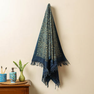 Blue - Block Print Cotton Ajrakh Handloom Towel