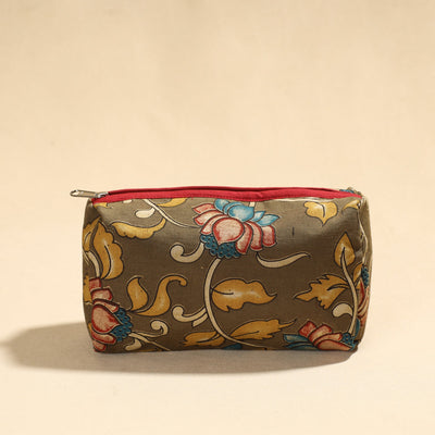 Brown - Kalamkari Printed Cotton Toiletry Pouch 03