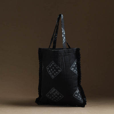 Black - Handcrafted Cotton Frill Jhola Bag 65