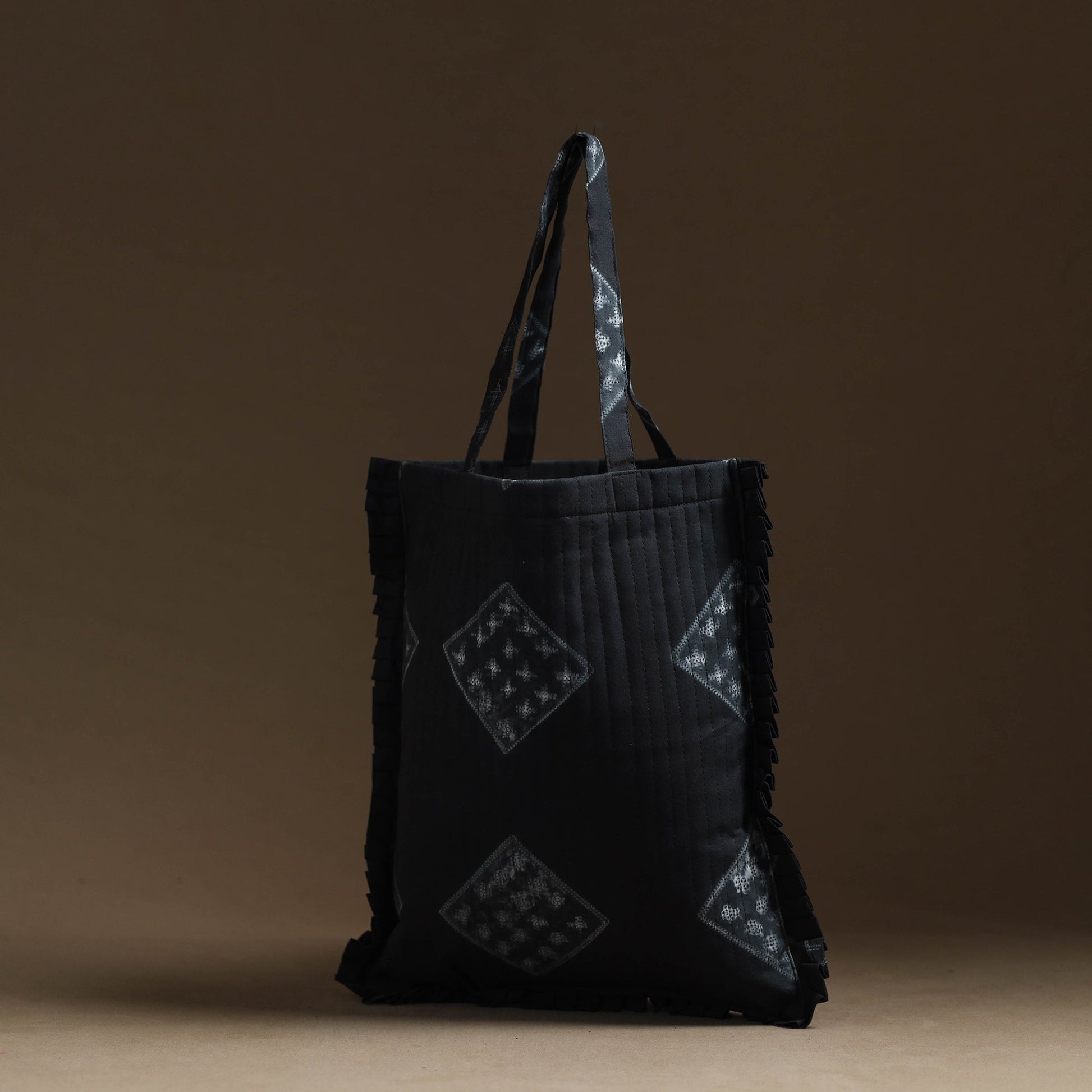 Black - Handcrafted Cotton Frill Jhola Bag 65