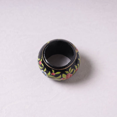 Black - Floral Handpainted Wooden Napkin Holder