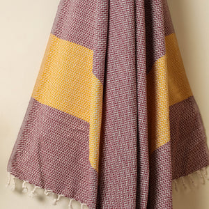 Brown - Handloom Cotton Towel with Tassels from Bijnor by Nizam