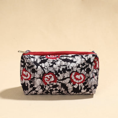 Black - Hand Batik Printed Cotton Toiletry Pouch 05
