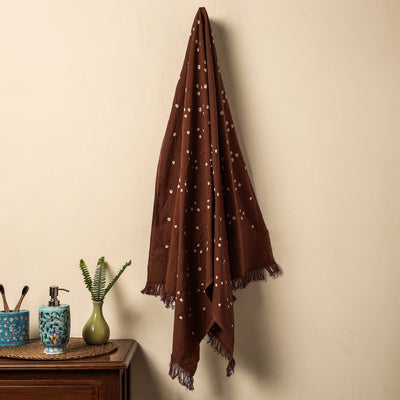 Brown - Bandhani Tie-Dye Handloom Cotton Towel