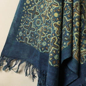 Blue - Block Print Cotton Ajrakh Handloom Towel