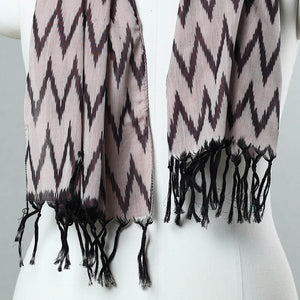 Brown - Handloom Mercerized Cotton Pochampally Ikat Stole 22