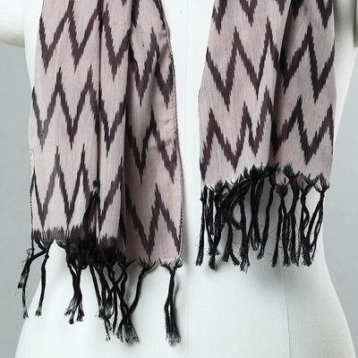 Brown - Handloom Mercerized Cotton Pochampally Ikat Stole 22