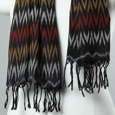 Black -  Handloom Mercerized Cotton Pochampally Ikat Stole 23