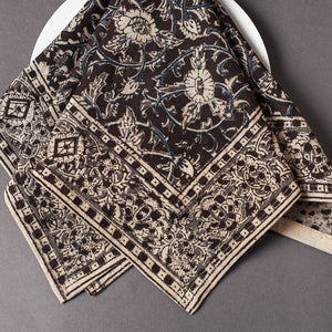 Black - Pedana Kalamkari Block Printed Cotton Napkin (18 x 18 in)