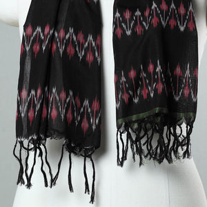 Black - Handloom Mercerized Cotton Pochampally Ikat Stole 31