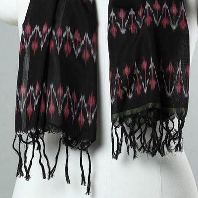 Black - Handloom Mercerized Cotton Pochampally Ikat Stole 31