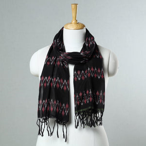 Black - Handloom Mercerized Cotton Pochampally Ikat Stole 31