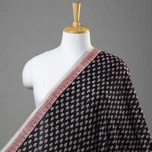 Black - Bagh Hand Block Printed Mul Cotton Fabric 07