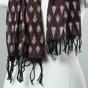 Brown - Handloom Mercerized Cotton Pochampally Ikat Stole 36