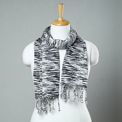 Black - Sanganeri Block Printed Cotton Stole with Tassels 49