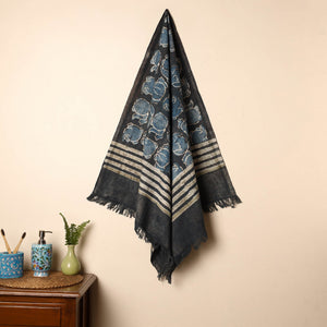 Black - Handloom Block Printed Cotton Bindaas Towel 08