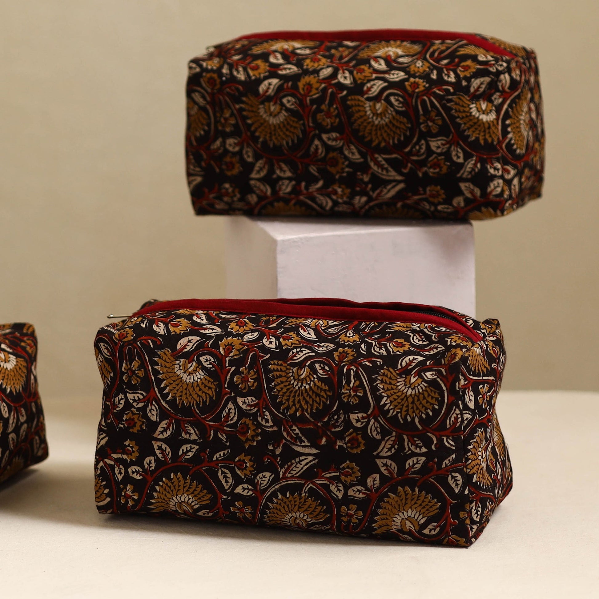 Black - Handmade Cotton Toiletry Bags (Set of 3) 02