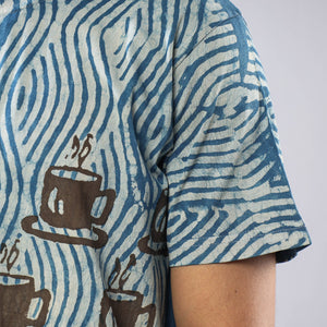 Blue - Bindaas Block Art Printed Cotton Round Neck T-shirt