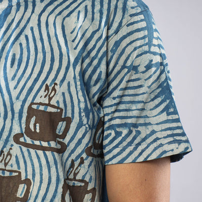 Blue - Bindaas Block Art Printed Cotton Round Neck T-shirt