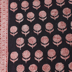 Black - Bagh Block Printed Kantha Style Cotton Fabric 27