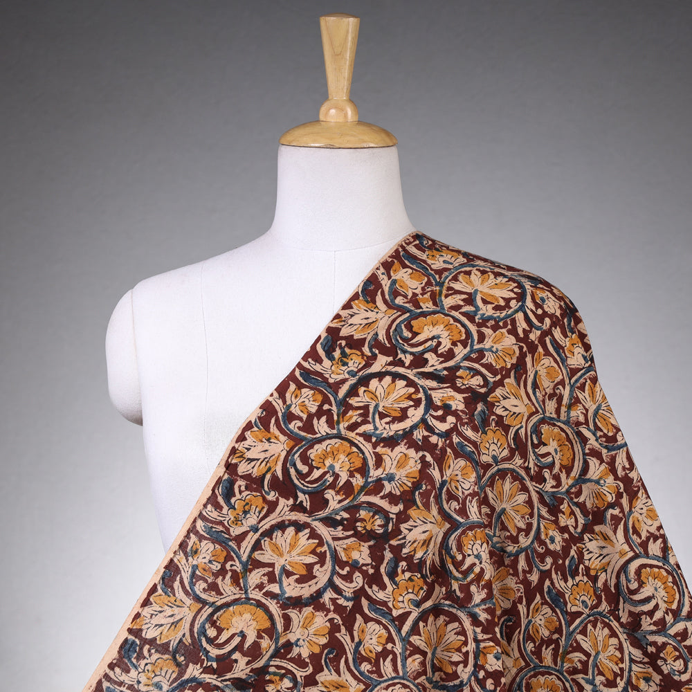 Brown - Kalamkari Block Printed Cotton Fabric