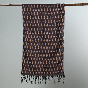 Brown - Handloom Mercerized Cotton Pochampally Ikat Stole 36