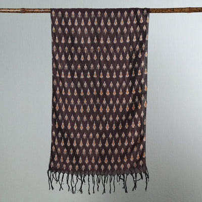 Brown - Handloom Mercerized Cotton Pochampally Ikat Stole 36