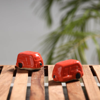Auto Rickshaw - Handcrafted Ceramic Toys (Set of 2)