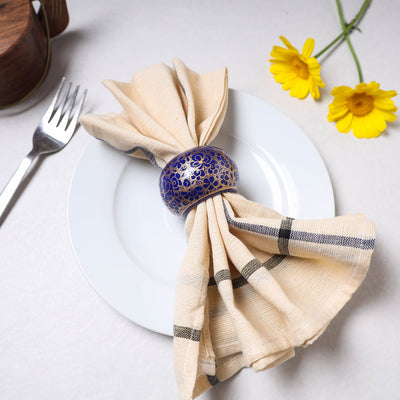 Blue - Floral Handpainted Wooden Napkin Holder