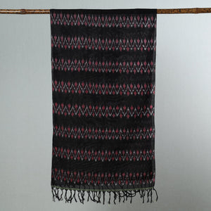 Black - Handloom Mercerized Cotton Pochampally Ikat Stole 31