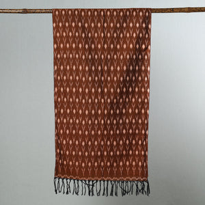 Brown - Handloom Mercerized Cotton Pochampally Ikat Stole 30