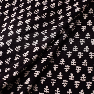 Black - Bagh Hand Block Printed Mul Cotton Fabric 07