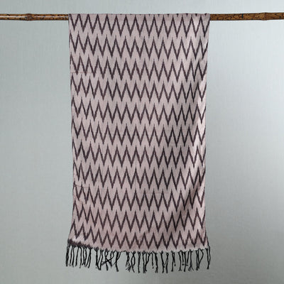 Brown - Handloom Mercerized Cotton Pochampally Ikat Stole 22