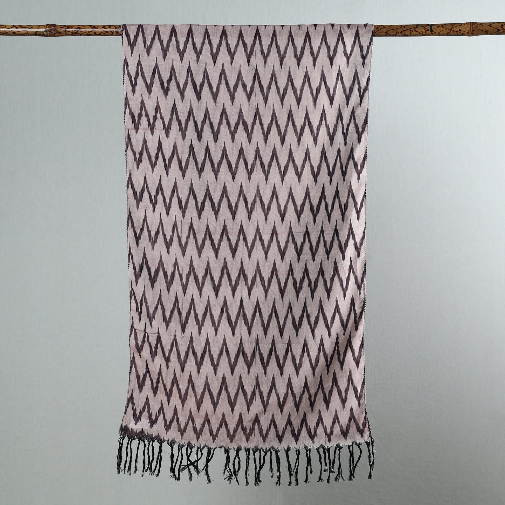 Brown - Handloom Mercerized Cotton Pochampally Ikat Stole 22