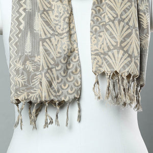 Brown - Sanganeri Block Printed Cotton Stole with Tassels 81