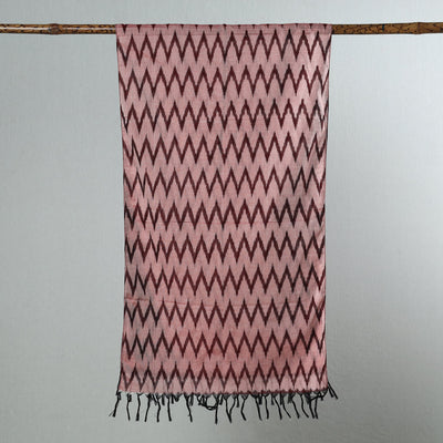 Brown - Handloom Mercerized Cotton Pochampally Ikat Stole 13
