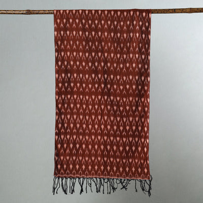 Brown - Handloom Mercerized Cotton Pochampally Ikat Stole 12