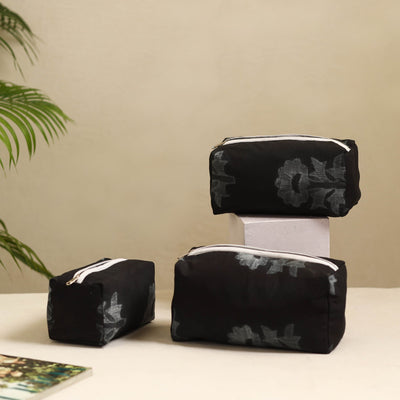 Black - Handmade Cotton Toiletry Bags (Set of 3) 04